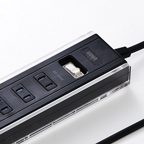 新品 サンワサプライ 便利タップ 2P 3個口 雷ガード+集中スイッチ ブラック TAP-B47BK
