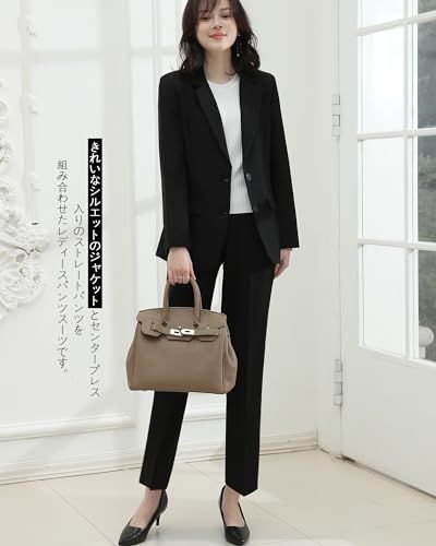 [Yino] イノ スーツ レディース セットアップ パンツスーツ 2点セット ジャケット＋ストレートパンツ ウエストゴム 洗える 着?せ おしゃれ フォーマル 通勤 入学式 卒業式 面接 通年(沖縄・離島の方発送不可）) d1e10c8a