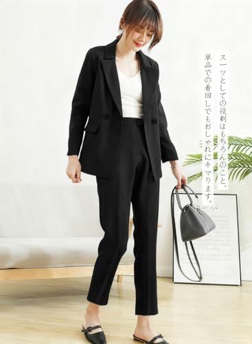 [Ladyangel] スーツ 上下 2点セット レディース パンツスーツ スーツ ジャケット パンツ セットアップ 九分丈 カジュアル フォーマル 着痩せ おしゃれ シンプル ファッション お出掛け 通勤 入学式 卒業式 面接(沖縄・離島の 53e8a283