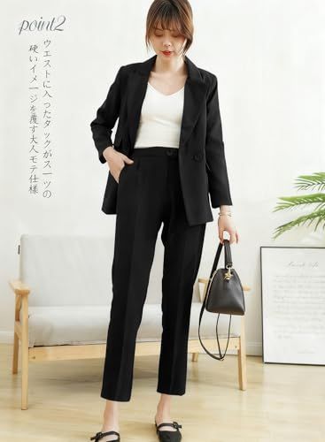 [Ladyangel] スーツ 上下 2点セット レディース パンツスーツ スーツ ジャケット パンツ セットアップ 九分丈 カジュアル フォーマル 着痩せ おしゃれ シンプル ファッション お出掛け 通勤 入学式 卒業式 面接(沖縄・離島の 53e8a283