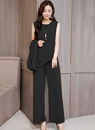 [Ｓｕｅｅｙａ] セットアップ レディース パンツスーツ 3点セット シフォン カーディガン パンツドレス ゆったり 大きいサイズ 体型カバー カジュアル お洒落 シンプル フォーマル 上品 通勤 ママ 普段着 秋 冬(沖縄・離島の方発送不可 39664c43