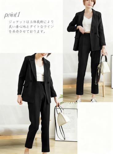 [Ladyangel] スーツ 上下 2点セット レディース パンツスーツ スーツ ジャケット パンツ セットアップ 九分丈 カジュアル フォーマル 着痩せ おしゃれ シンプル ファッション お出掛け 通勤 入学式 卒業式 面接(沖縄・離島の 53e8a283