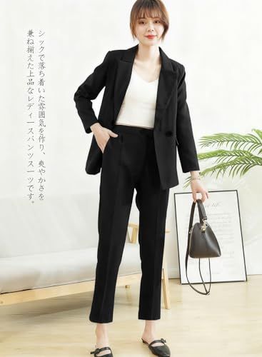 [Ladyangel] スーツ 上下 2点セット レディース パンツスーツ スーツ ジャケット パンツ セットアップ 九分丈 カジュアル フォーマル 着痩せ おしゃれ シンプル ファッション お出掛け 通勤 入学式 卒業式 面接(沖縄・離島の 53e8a283