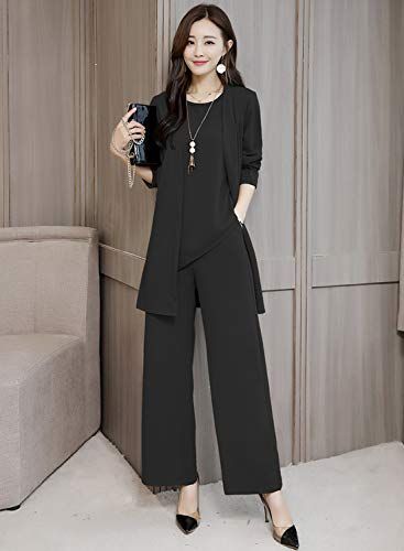 [Ｓｕｅｅｙａ] セットアップ レディース パンツスーツ 3点セット シフォン カーディガン パンツドレス ゆったり 大きいサイズ 体型カバー カジュアル お洒落 シンプル フォーマル 上品 通勤 ママ 普段着 秋 冬(沖縄・離島の方発送不可 39664c43
