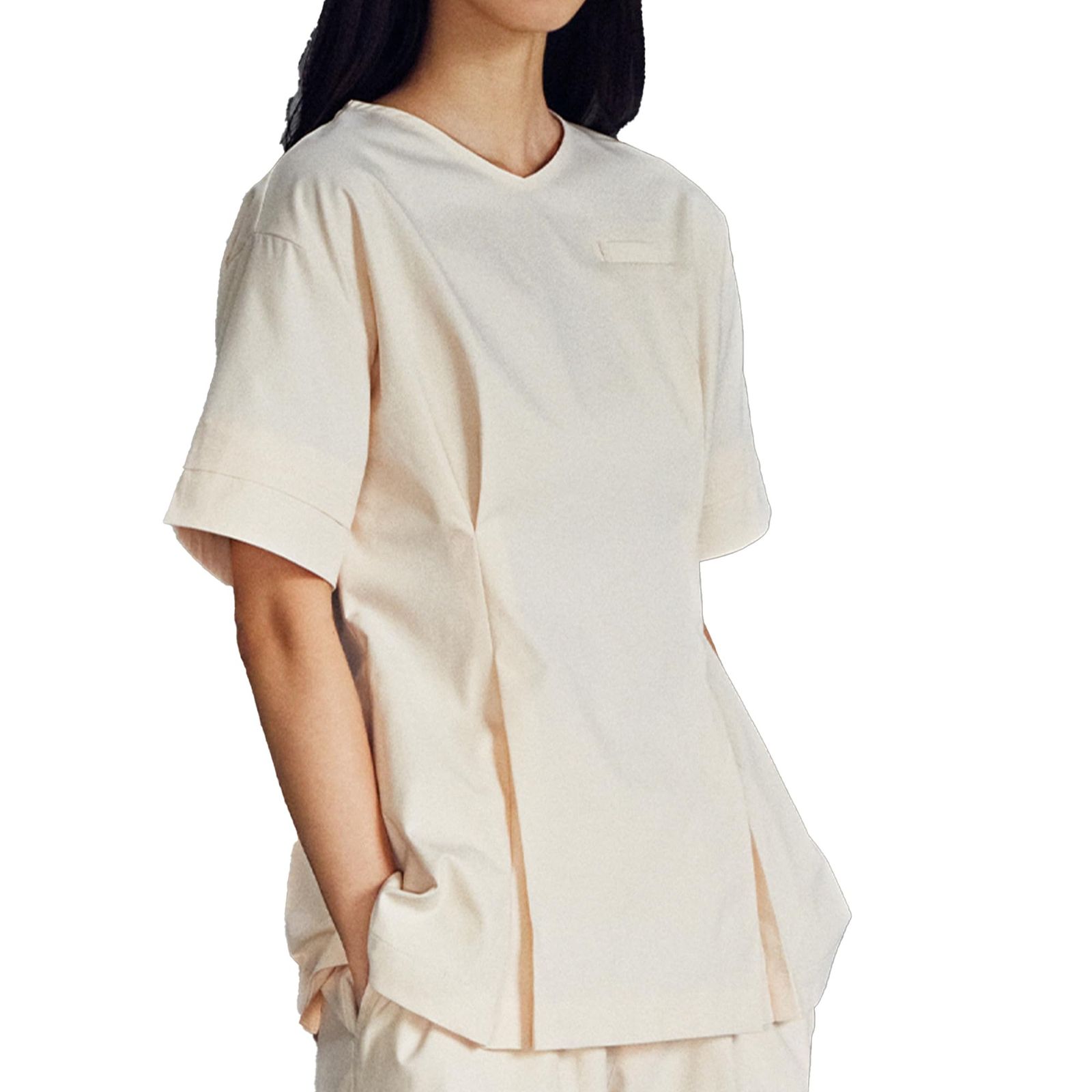 新品 [ユナイト ディビジョン オブ エムイー] トップス(半袖)[女] 【透防止/制電/ストレッチ/制菌/UVカット/イージーケア】 DOM0027 C-83 クリーム S