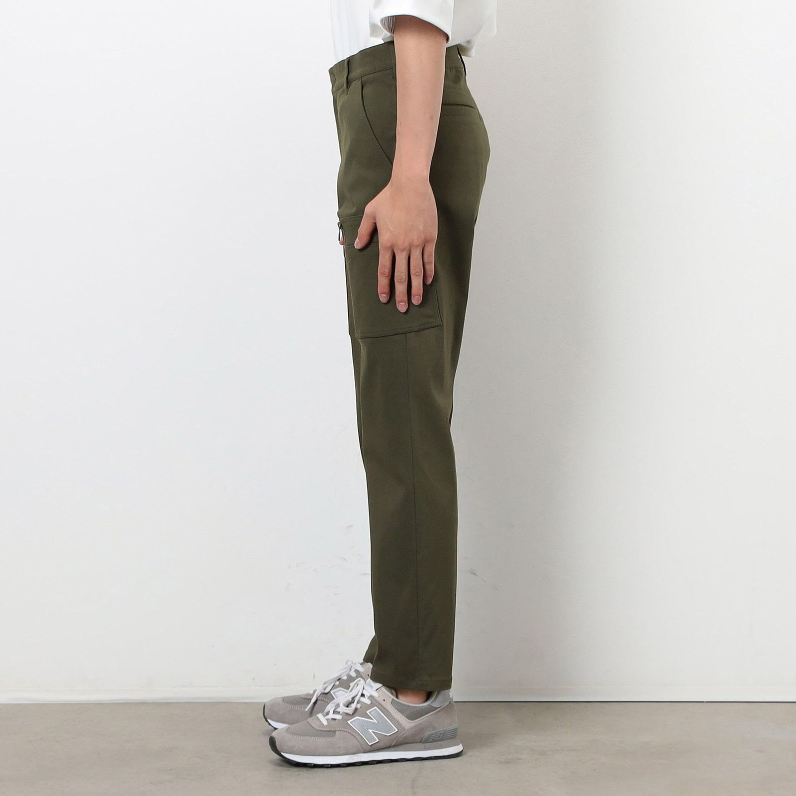 新品 [コムサイズム] ストレッチツイル スキニー カーゴ パンツ 47-50PM04-205 カーキ L