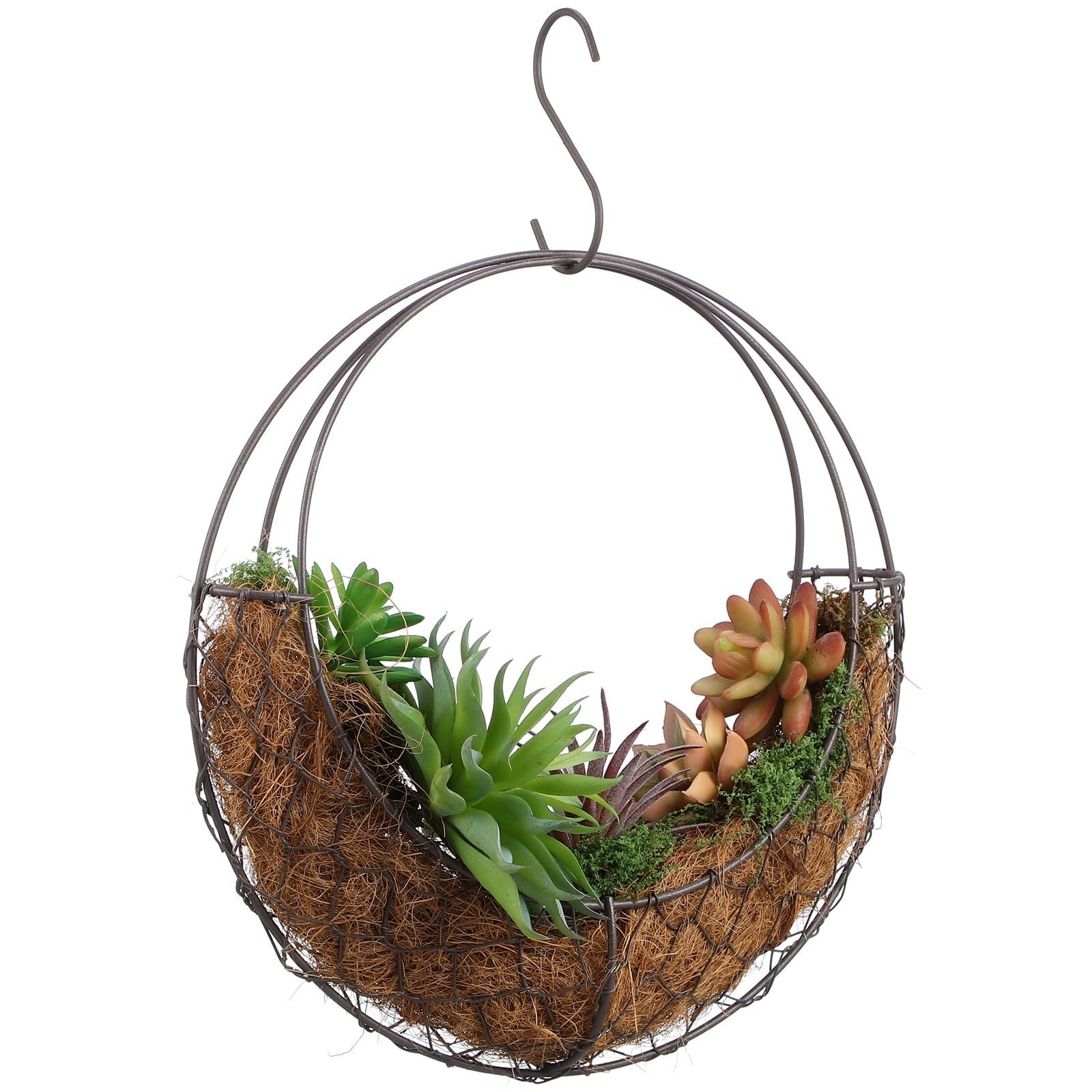 新品 YARDWE ハンギングバスケット ハンギングスタンド 吊り鉢 観葉植物 ウォールプラントホルダー 半円形 リースフレーム フープ リング ワイヤーハンギングプランターバスケット ハンギングバスケット