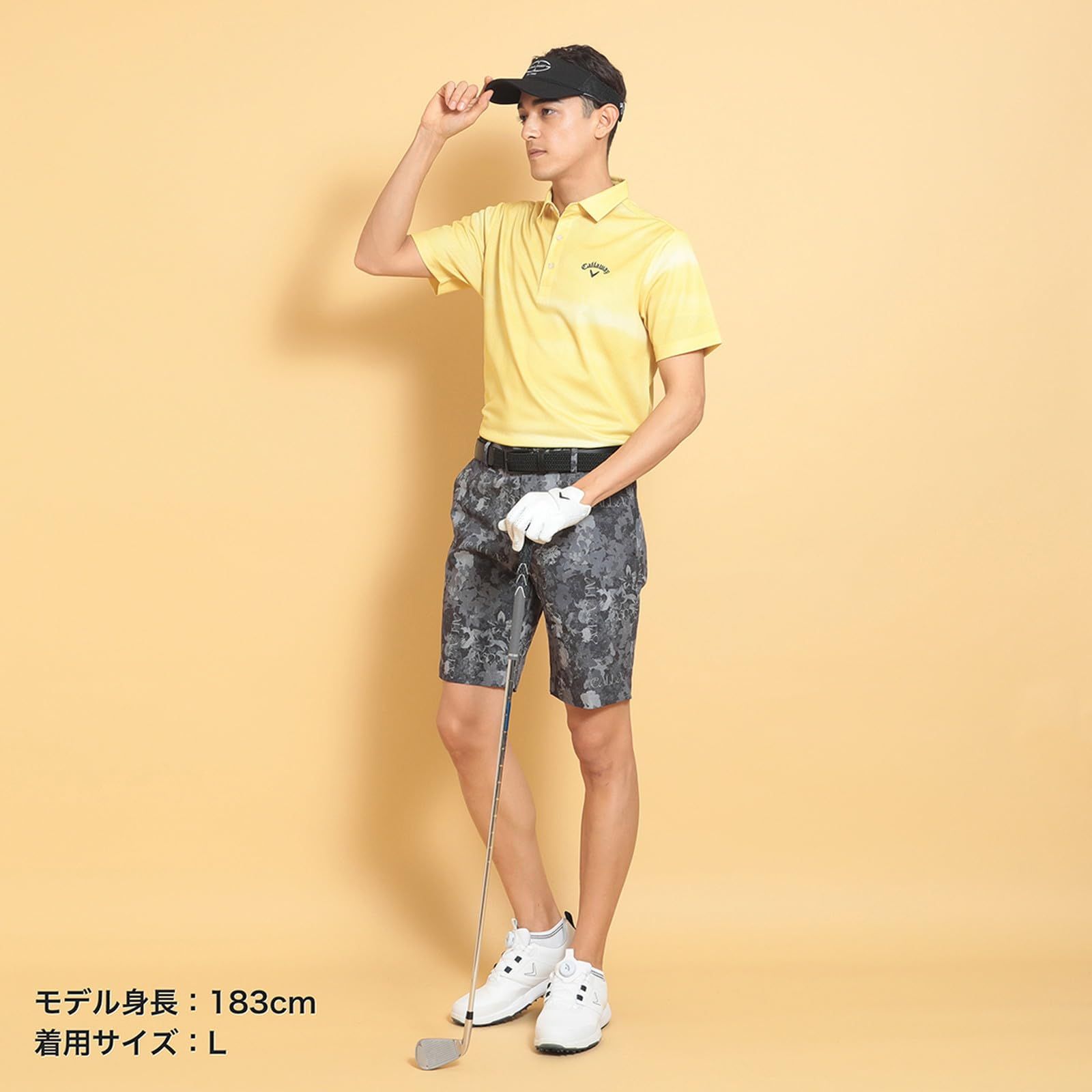 新品 [キャロウェイ] メンズ ショートパンツ (8WAYストレッチ・フラワープリント) / ゴルフ / C25127107 1010_ブラック M