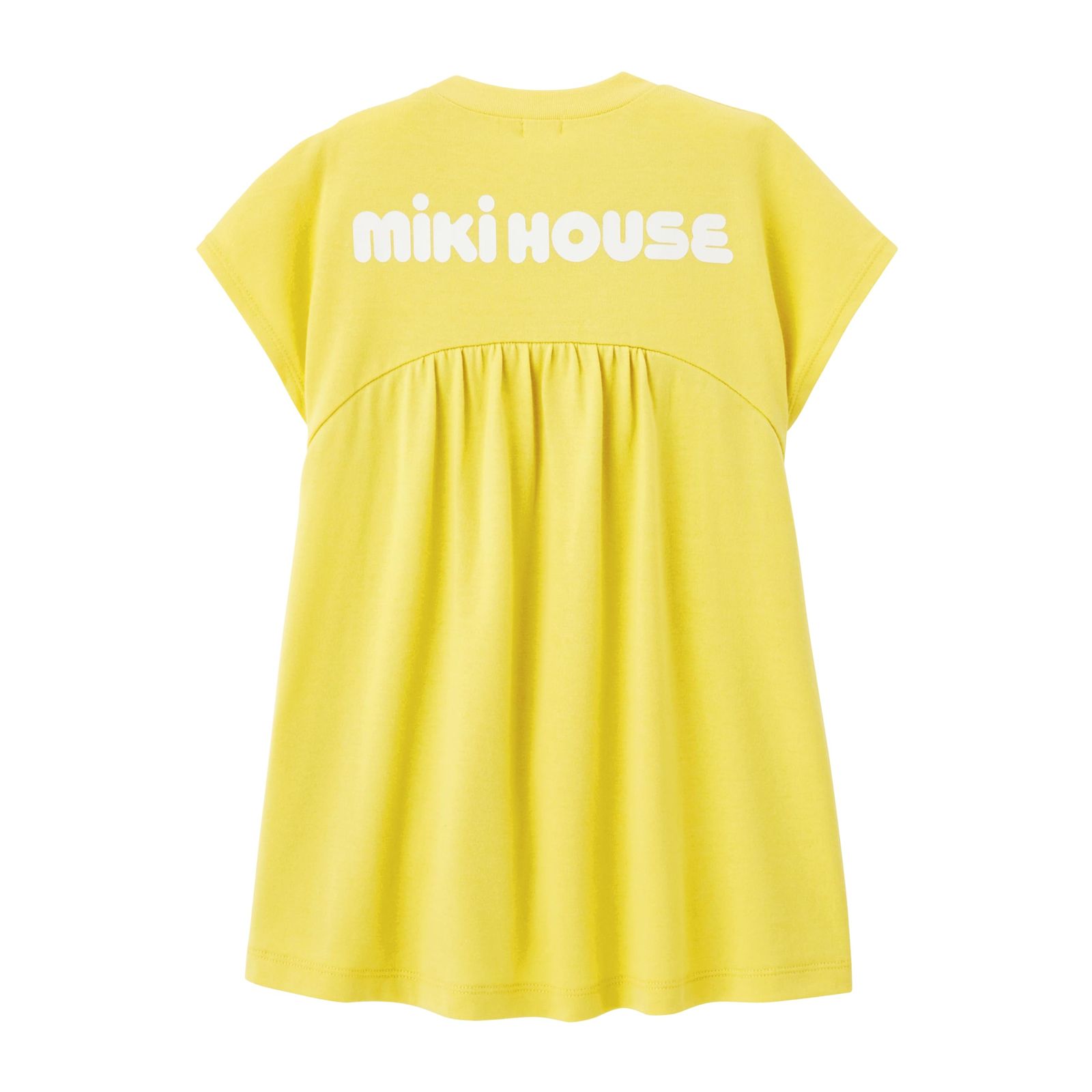 新品 [ミキハウス] WEB限定 バックロゴ半袖ワンピース 無地 ロゴ 女の子 ベビー キッズ 子供服 通園 通学 10-1911-683 100cm 黄