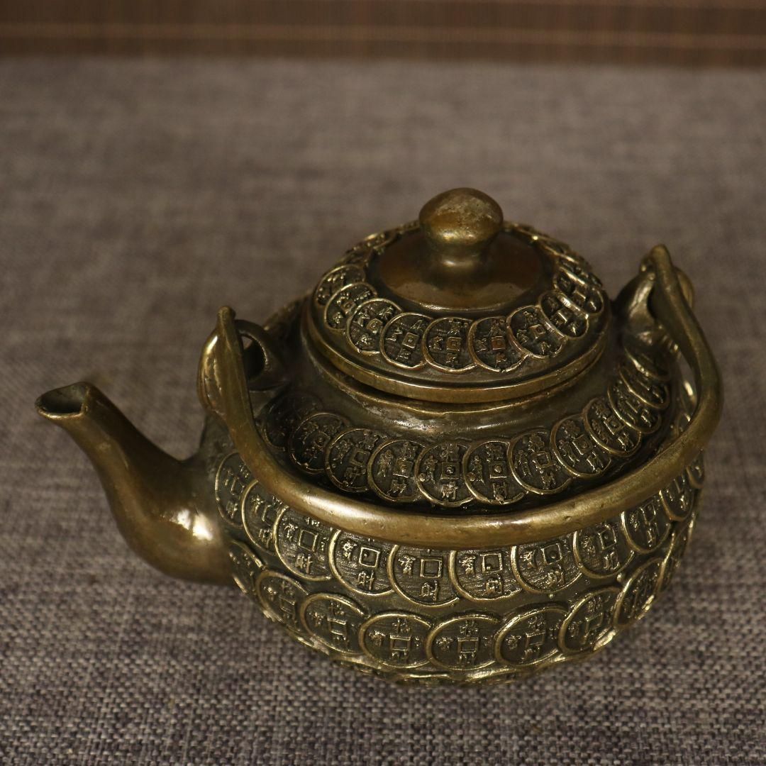 提梁壷 銅銭茶壺 工芸品 美術品 置物 提梁壷 銅銭茶壺 工芸品 美術品 置物