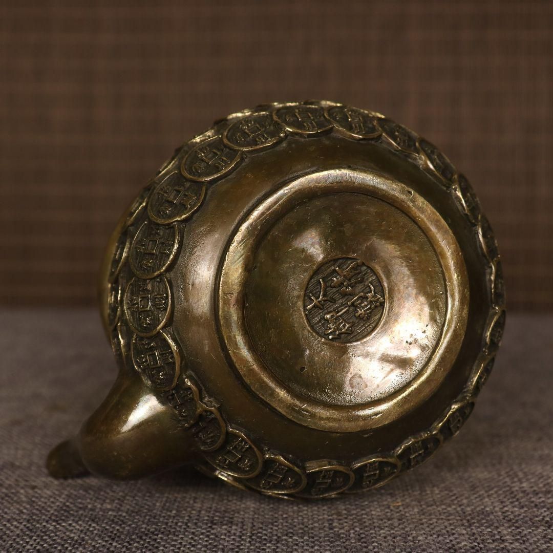 提梁壷 銅銭茶壺 工芸品 美術品 置物 提梁壷 銅銭茶壺 工芸品 美術品 置物