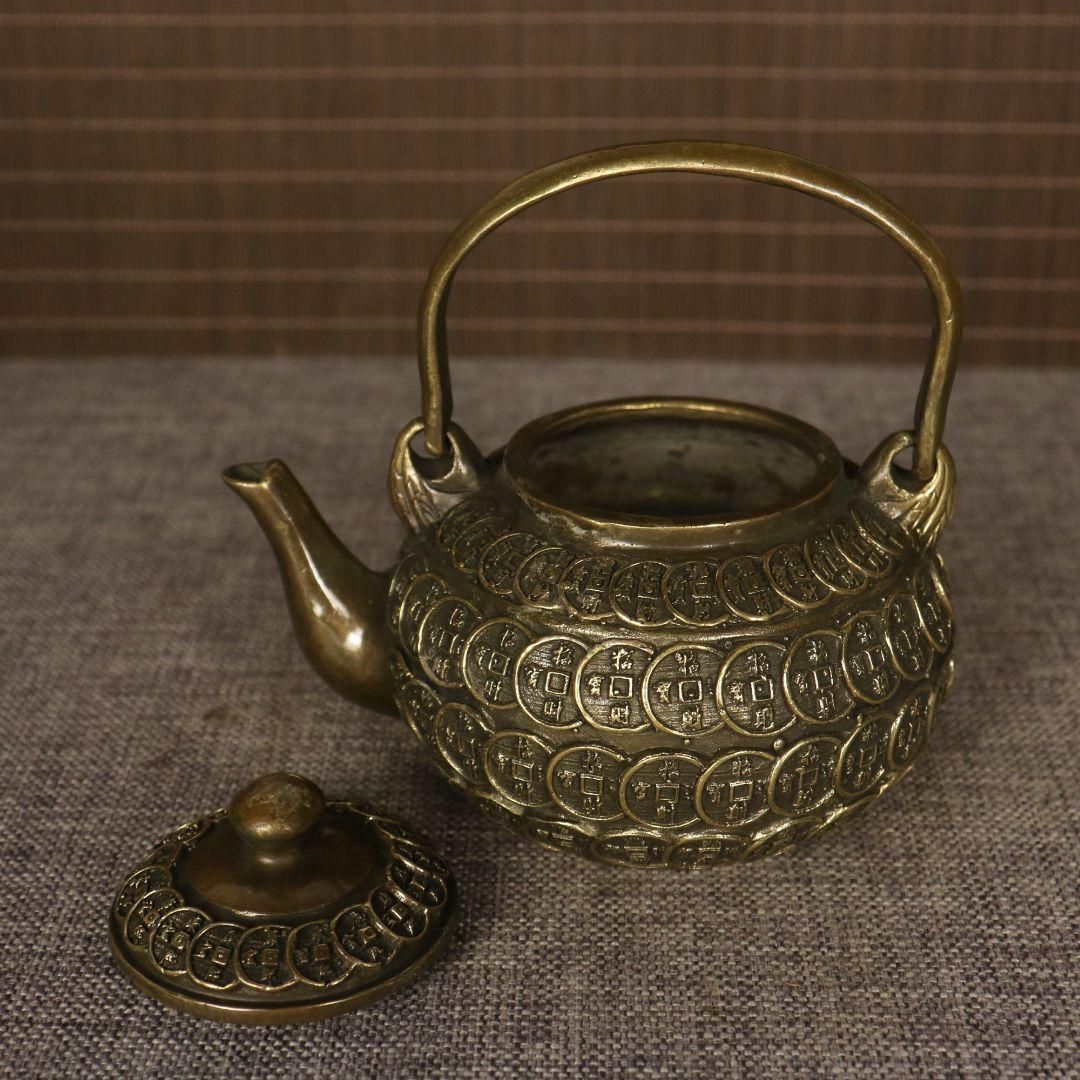 提梁壷 銅銭茶壺 工芸品 美術品 置物 提梁壷 銅銭茶壺 工芸品 美術品 置物