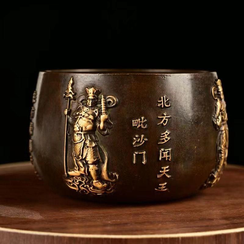 大清乾隆 四天王 銅壺 銅鉢 奉納 法器 工芸品 美術品 置物