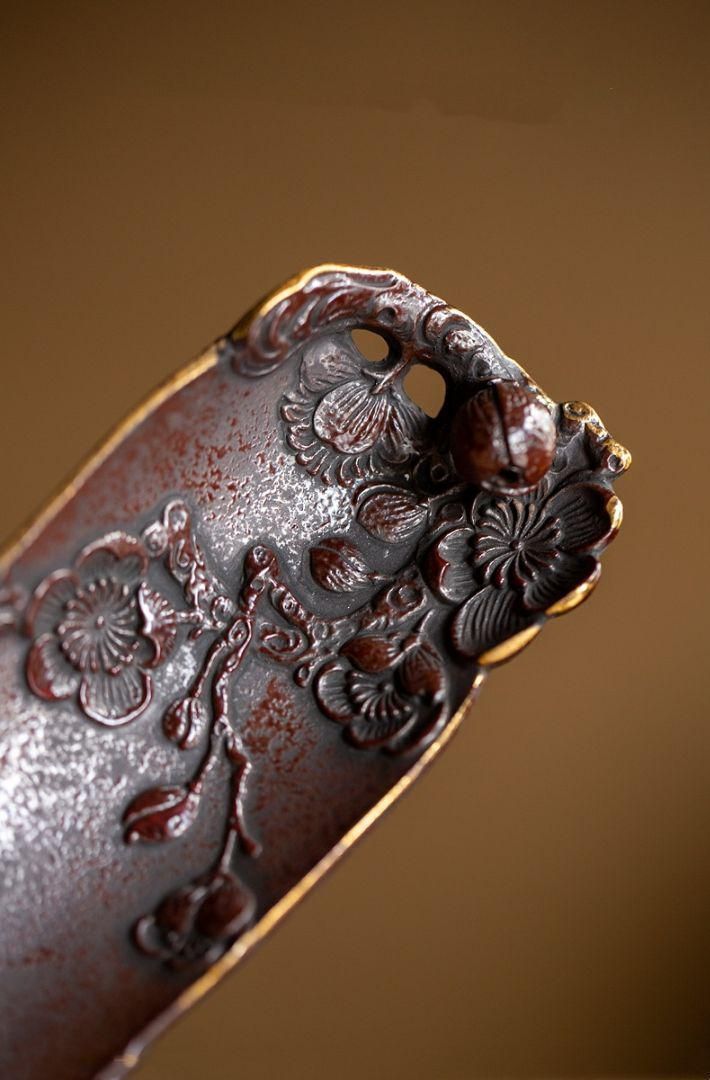 梅の花の手浮彫り茶則 茶杓 新品未使用 茶道具 梅の花の手浮彫り茶則 茶杓 新品未使用 茶道具