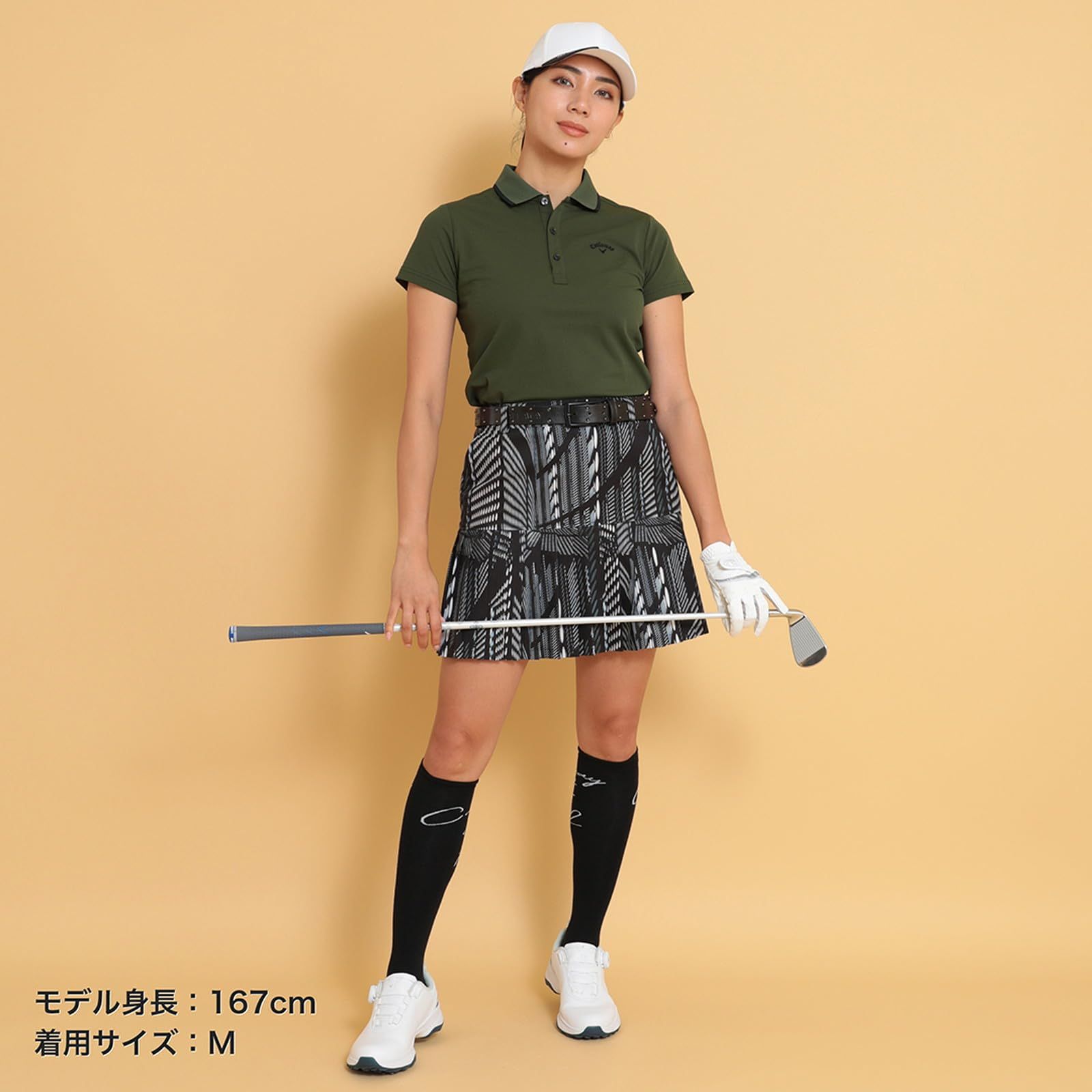 新品 [キャロウェイ] レディース 半袖 ポロシャツ (ベーシック・吸湿速乾性) / ゴルフ / C24234200 1180_カーキ