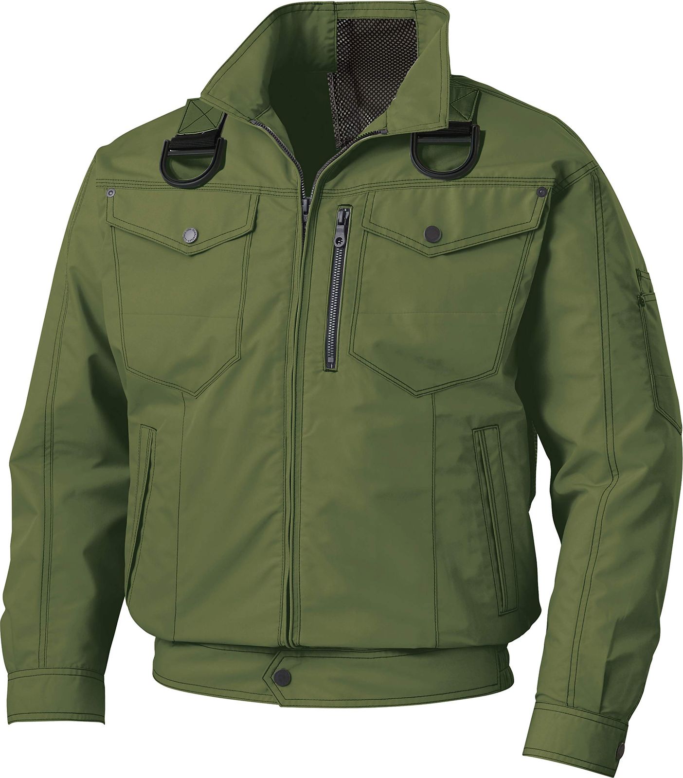 新品 サンエス(SUN-S) 空調風神服 フルハーネス用長袖ブルゾン KU95100G ディープグリーン M 【服のみ】
