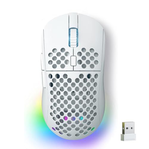 DIERYA Falcon M1 ワイヤレスゲーミングマウス 無線 24000DPI 180時間駆動 超軽量90g 6ボタンカスタマイズ RGB 2.4G/BT5.2/USB-C 有線 ホワイトY bf933454