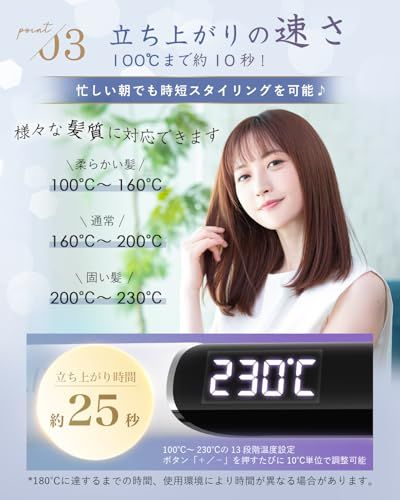 Aliliy ヘアアイロン 24mmプレート チタンヘアアイロン 長いプレート ヘアストレートナー 2way カール&ストレート 千万級マイナスイオン ストレートアイロン 100~230℃ 痛まない ヘアケア プロ仕様 ディスプレイ表示 海外 a23a8746