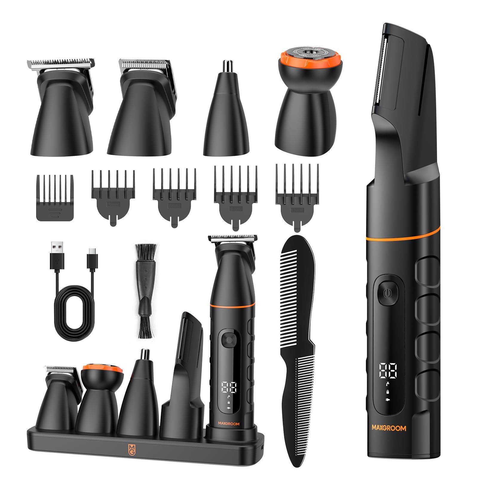MAXGROOM ボディシェーバー メンズ 5in1 ボディ トリマー 電動シェーバー 電気 VIOシェーバー USB充電式 鼻毛カーター バリカン IPX6防水 乾湿両用 お風呂剃り可 残量表示 LEDディスプレイ 全身適用 男女兼用 デリ b92d3a46