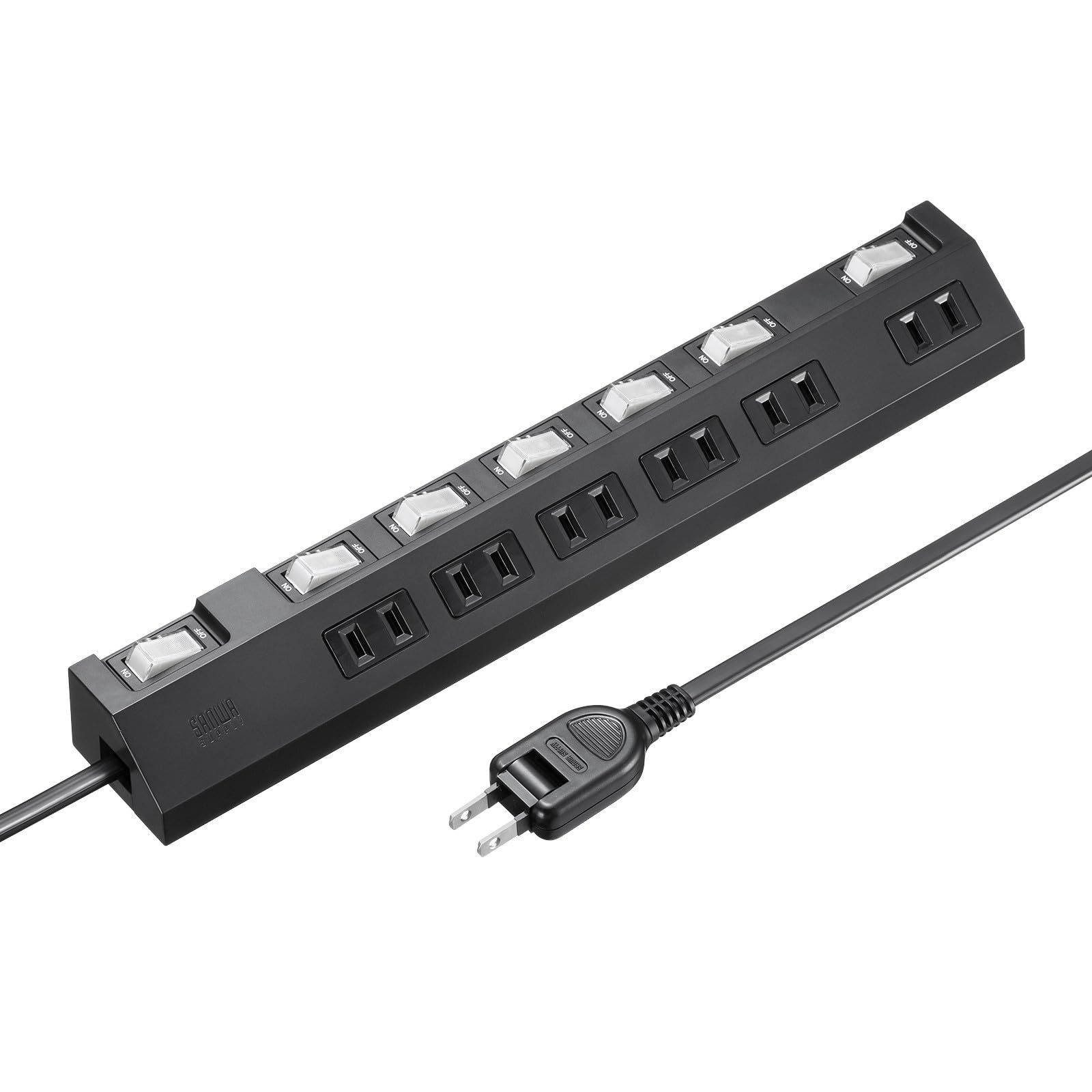 新品 サンワサプライ 電源タップ 6個口・2ピン(3m) 節電 個別・一括集中スイッチ ホコリ防止シャッター 強力ネオジムマグネット 雷ガード搭載 ブラック TAP-S30-3BK