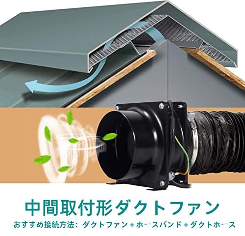 【最新型】ダクトファン OOPPEN 軸流ファン 風量333?/h ダクト用換気扇 150mm 中間取付 ブラック HA1751B1HL [メーカー１年保証] (φ150mm)e c19ebb5c