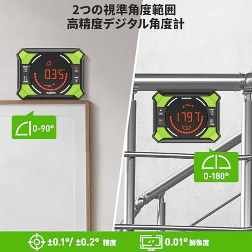 Huepar デジタル角度計 デジタルレベル 傾斜計 アングルメーター 水平器 レベルボックス LCDディスプレイ マグネット付き 小型 ミニ 日本語取説付小型 防水 防塵 AG2L(沖縄・離島の方不可) 5a610969