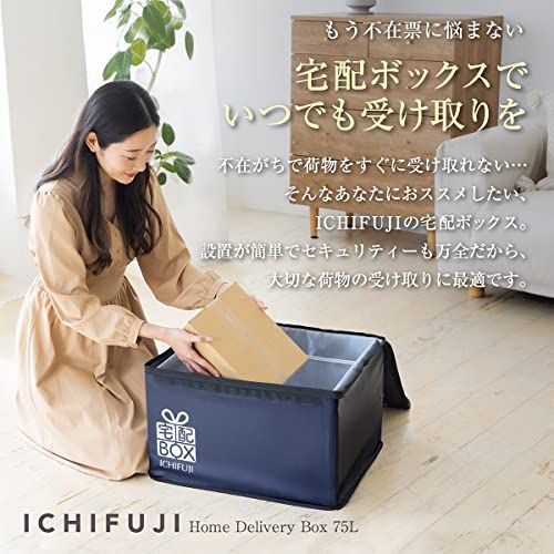 ICHIFUJI 宅配ボックス 折りたたみ 戸建て マンション 個人宅 印鑑ポケット 盗難防止 75リットル (グレージュ)送料無料