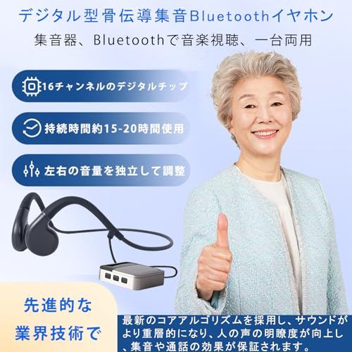 Vimaydo【2025新型】 骨伝導 集音器 ヘッドホン USB充電式 8段階音量調節 軽量 耳に入る必要はない ノイズ低減 ハウリング防止 電話/音楽対応 紛失対策 日本語説明書付き/ Vimaydo【2025新型】 骨伝導 集音器 ヘッドホン USB充電式 8段階音量調節 軽量 耳に入る必要はない ノイズ低減 ハウリング防止 電話/音楽対応 紛失対策 日本語説明書付き/