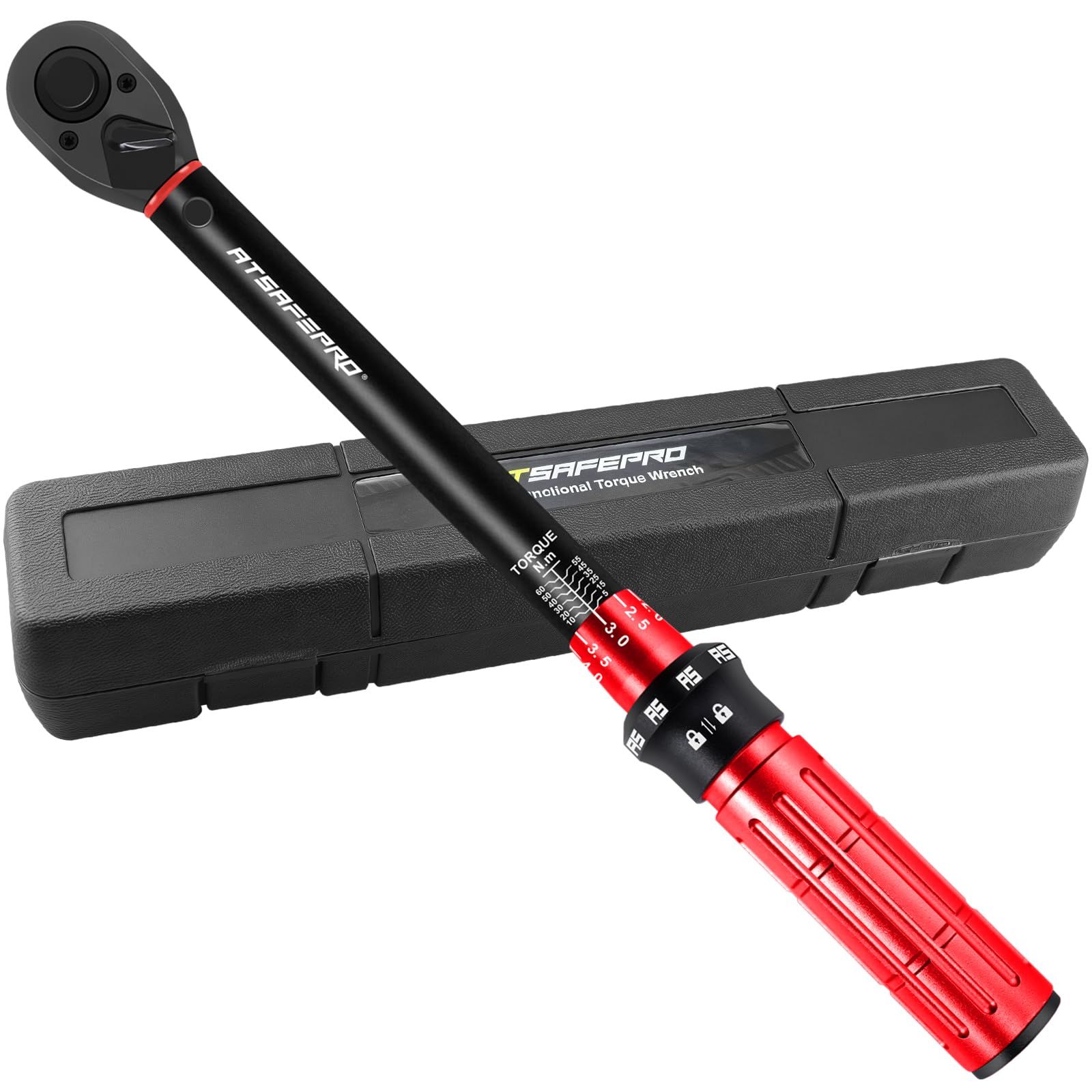 ATsafepro トルクレンチ バイク 5-60N.m,9.5mm差込角, 工具トルクレンチ 3/8