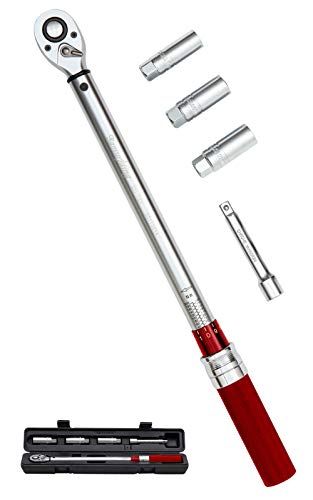 【ロックリング・高視認性目盛り】【台湾製】Samuriding トルクレンチ 自動車 タイヤ交換 12.7mm (1/2インチ) 薄口ロングソケット付 40-200N・m (レッド) 国内発送 c7acf037
