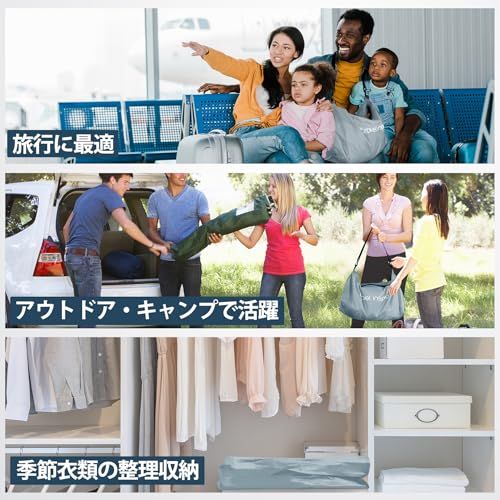 【圧縮袋 旅行用】電動ポンプ付き｜TPU高耐久 パッキングポーチ 大容量 衣類圧縮袋 (防水/防臭/防塵) トラベルバッグ 出張 スーツケース収納 整理 便利グッズ 海外 修学旅行 [1袋+電動ポンプ付き] スレートブルーas c77e827f
