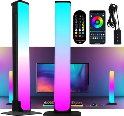 RGBデスクランプ 音楽連動リズムライト搭載 スマホAPP/リモコンで自在調光 音声起動モード対応 ゲーミングデスク/PCモニター背面 間接アンビエント照明 学習・作業用LEDスタンド 16色変化 マイク内蔵 パーティー・リラクゼーションルー 65f26b7c
