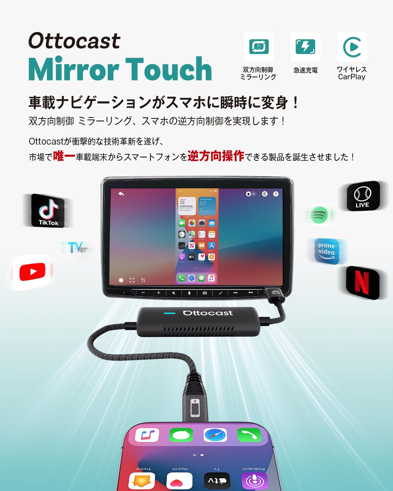 車 OTTOCAST オットキャスト Mirror Touch ミラーリング