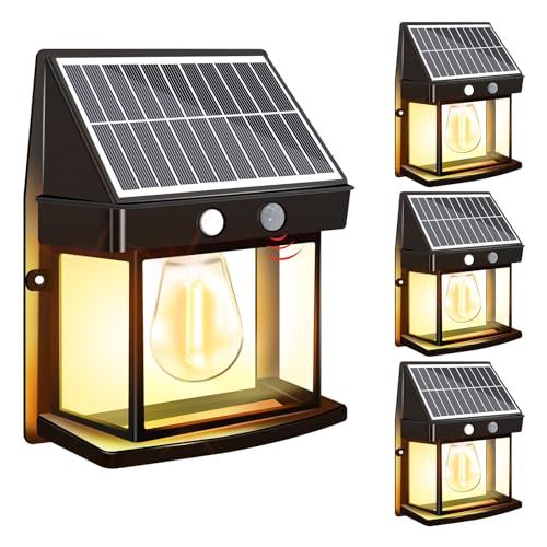ソーラーライト オクガイ ボウスイ 400ルーメン 3000K電球色 1500mAh大容量バッテリー 充電6時間/最大24時間連続点灯 人感センサー搭載 IP65防水 配線不要 庭・玄関・テラス・塀・廊下・ガレージ対応 雰囲気作り 祭り装飾 ab004dd4
