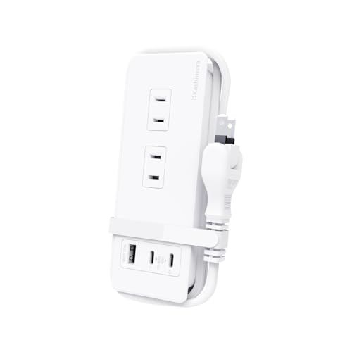 カシムラ ケーブルを本体に巻きつけられる電源タップ! 国内/海外で使用できる100~240V入力対応 PD45W/急速充電18W ACコンセント4口 スマホスタンドとしても使える AC-063ts 74be7a43