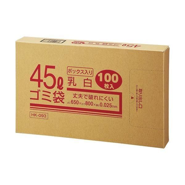 (まとめ) クラフトマン 業務用乳白半透明 メタロセン配合厚手ゴミ袋 45L BOXタイプ HK-093 1箱(100枚) 〔×5セット〕