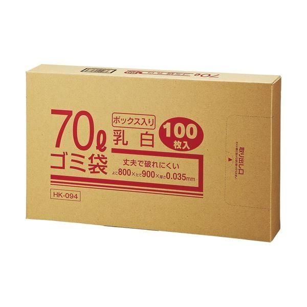 (まとめ) クラフトマン 業務用乳白半透明 メタロセン配合厚手ゴミ袋 70L BOXタイプ HK-094 1箱(100枚) 〔×5セット〕