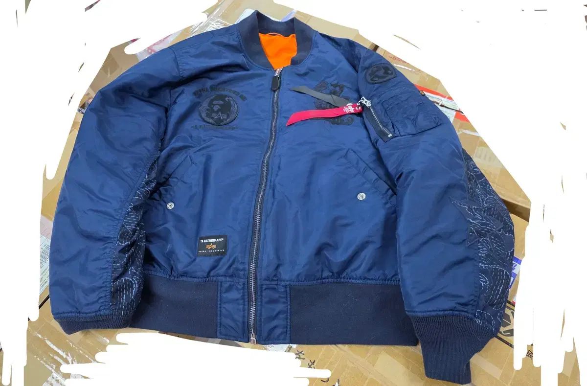 アルファインダストリーズ A BATHING APE コラボ MA-1 ブルゾン ジャケット 2xl サイズ ネイビー