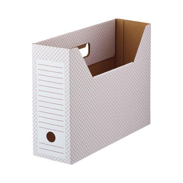 (まとめ) TANOSEE ボックスファイル(ホワイト) A4ヨコ 背幅100mm レッド 1パック(10冊) 〔×5セット〕