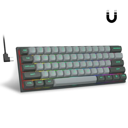 e元素 Hz-61 60% エスポートゲーミングキーボード ラピッドトリガー磁気キースイッチメカニカルキーボード ホットスワップ可能 調節可能なアクチュエーション コンパクト設計61キー PBTキーキャップ RGBバックライト パソコン用キー c52c43b4