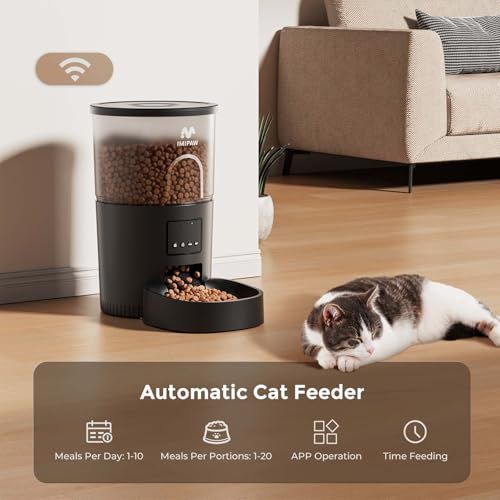 IMIPAW WI-FI連動型 5G対応 自動給餌器 猫 給水器一体 【2025新モデル】 3L容量 2WAY給電 手動給餌 自動餌やり機 操作簡単 お手入れ簡単 1日6食 ホワイトma 5d8936e5