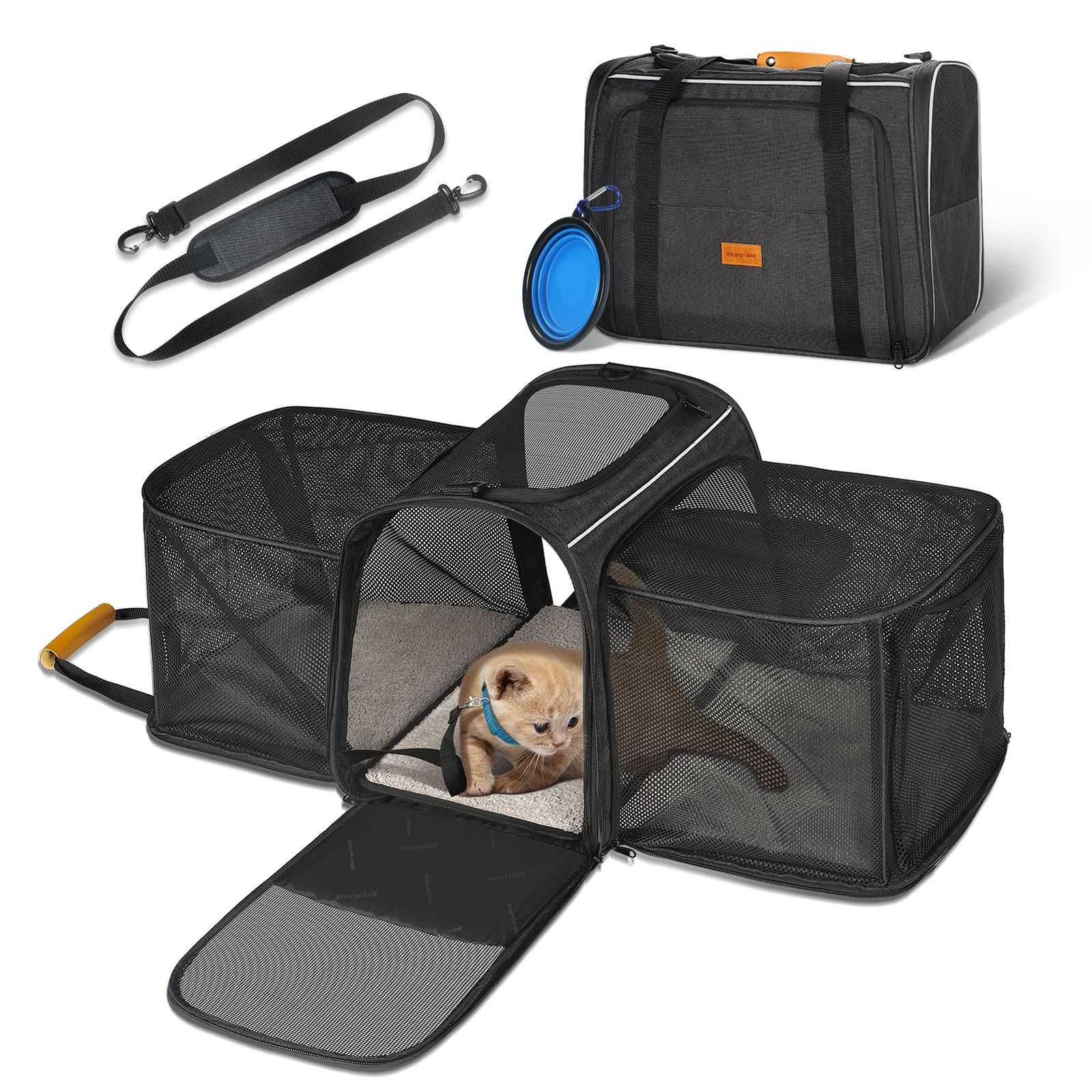 猫キャリーバッグ Morpilot ペットキャリー 拡張可能 4way ペットハウス 中?大型猫用?小型犬?うさぎ用 ペットキャリー バッグ シートベルト 固定可能 折りたたみ 通気性臭 気がない 引っ掻き傷に強い 避難用/お出かけ/ドライブ 2cc3a3b1