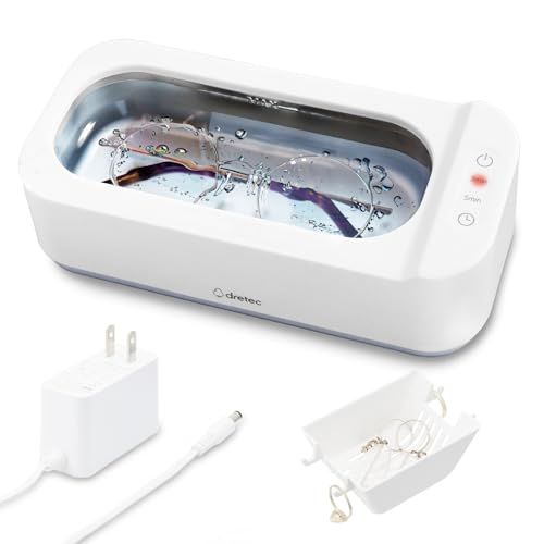 ドリテック(dretec) 超音波洗浄器 48000Hz 高周波 外せるコード タイマー(3分/5分) マウスピース 矯正器具 電気シェーバー メイクブラシ コンタクトケース カミソリ アクセサリー 金属 時計バンド 指輪 ネックレス メガネ 超音波洗浄機mi