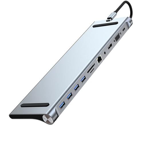 Macbook ハブ 11-in-1 Type-C ノートPCスタンド SDカードリーダー PD100W急速充電 USB-C USB ハブ イーサネットアダプタ 5Gbps高速転送 HDMI Type-C VGAポート 3.5mmオーディオ イヤホン マルmi