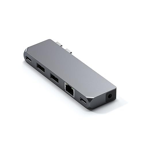 SATECHI USB-C Pro Mini Hub 6-in-1マルチポートアダプター、高速データ転送（USB4 40Gbps、96W PD充電、最大6K@60Hzビデオ出力、USB-C & USB-A 5Gbps、有線LANイーサネット、オーディオ搭載mi