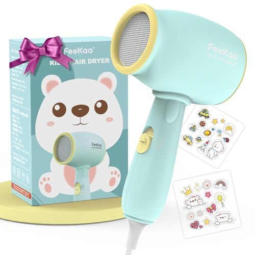 FEEKAA ドライヤー 子供用 ヘアドライヤー 低温 肌 髪 新生児 幼児 hair dryer マイナスイオン 風 ヘアケア 冷熱風 ２段階温度風量調節 速乾 ミニドライヤー DIY 温度過昇防止 低騒音 チャイルドロック 出産祝い プレ 5d8ece48
