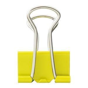 (まとめ) TANOSEE ダブルクリップ 中 口幅25mm イエロー 1箱(10個) 〔×50セット〕