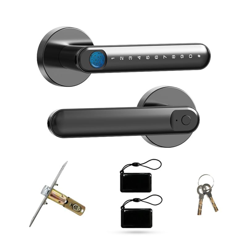 Chatlockスマートロック 玄関 後付けオートロック 電子錠 プロ 指紋認証 暗証番号 カード認証 スマートキー オート スマートホーム 取付カンタン 防犯対策 後付け ブラック/