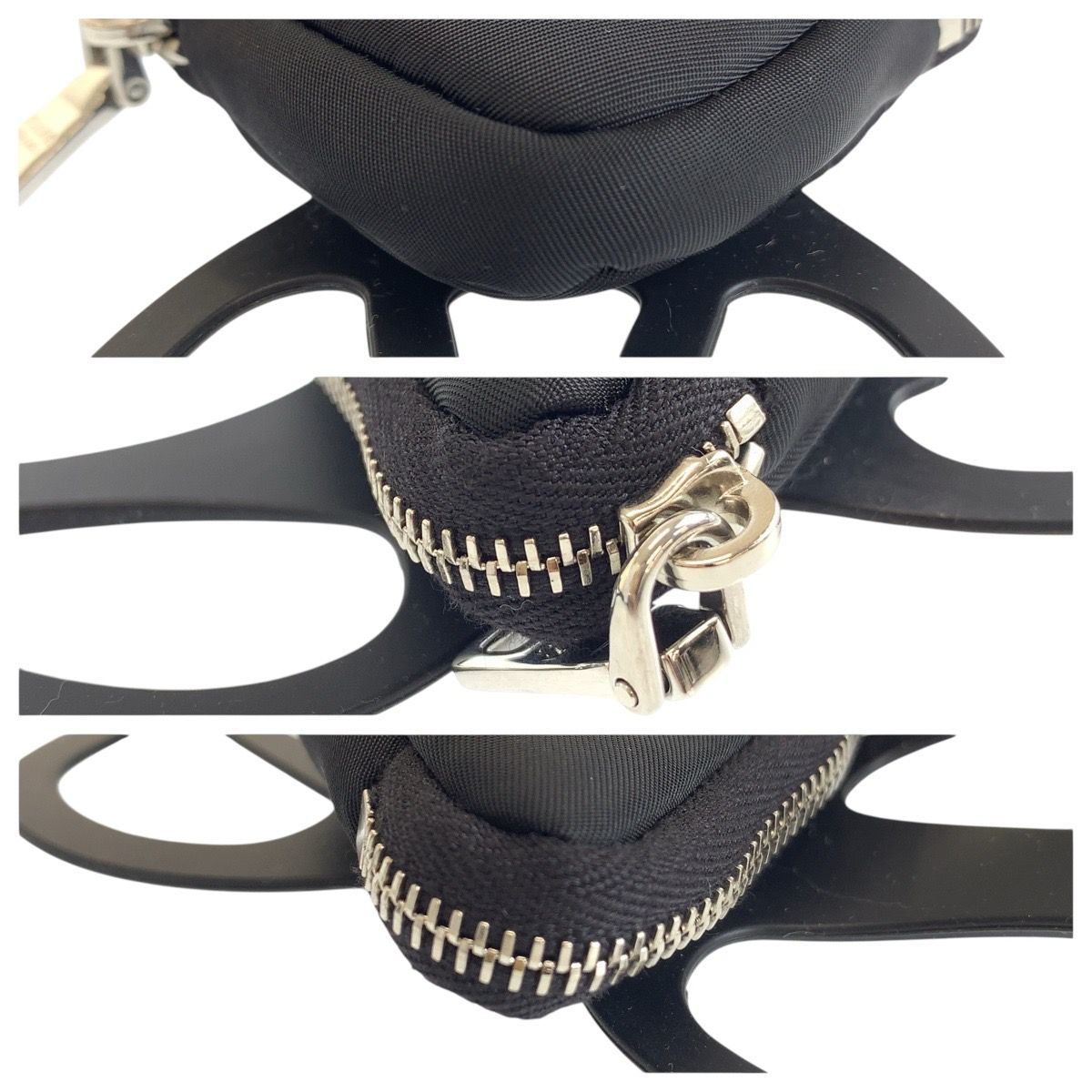 美品 PRADA プラダ テスート 三角ロゴプレート ブラック ナイロン/ゴム 