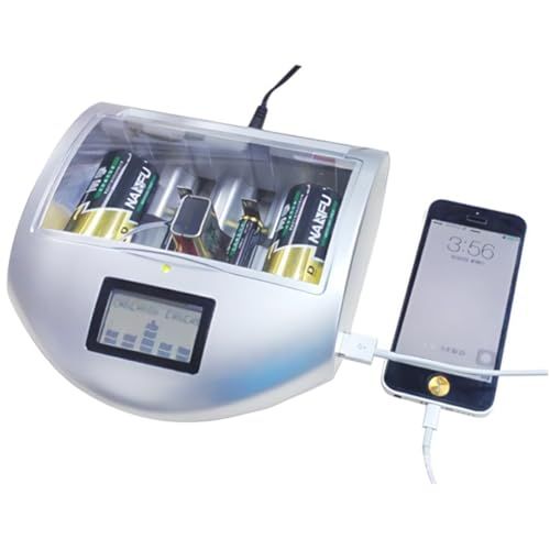 電池充電器 アルカリ ニッケル水素 ニッカド電池 単1、単2、単3、単4、9V USB端子搭載 スマホ充電 使い捨て再利用マルチ 液晶デイスプレイマルチチャージャー(沖縄・離島の方発送不可)) c34ae6dd